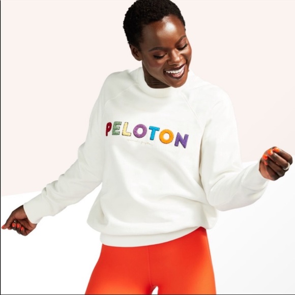 Spiritual Gangster X Peloton Colorful Terry Lettering Crewneck Sweatshirt Size M
